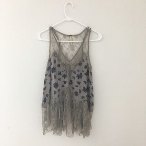 Free people floral lace tank top